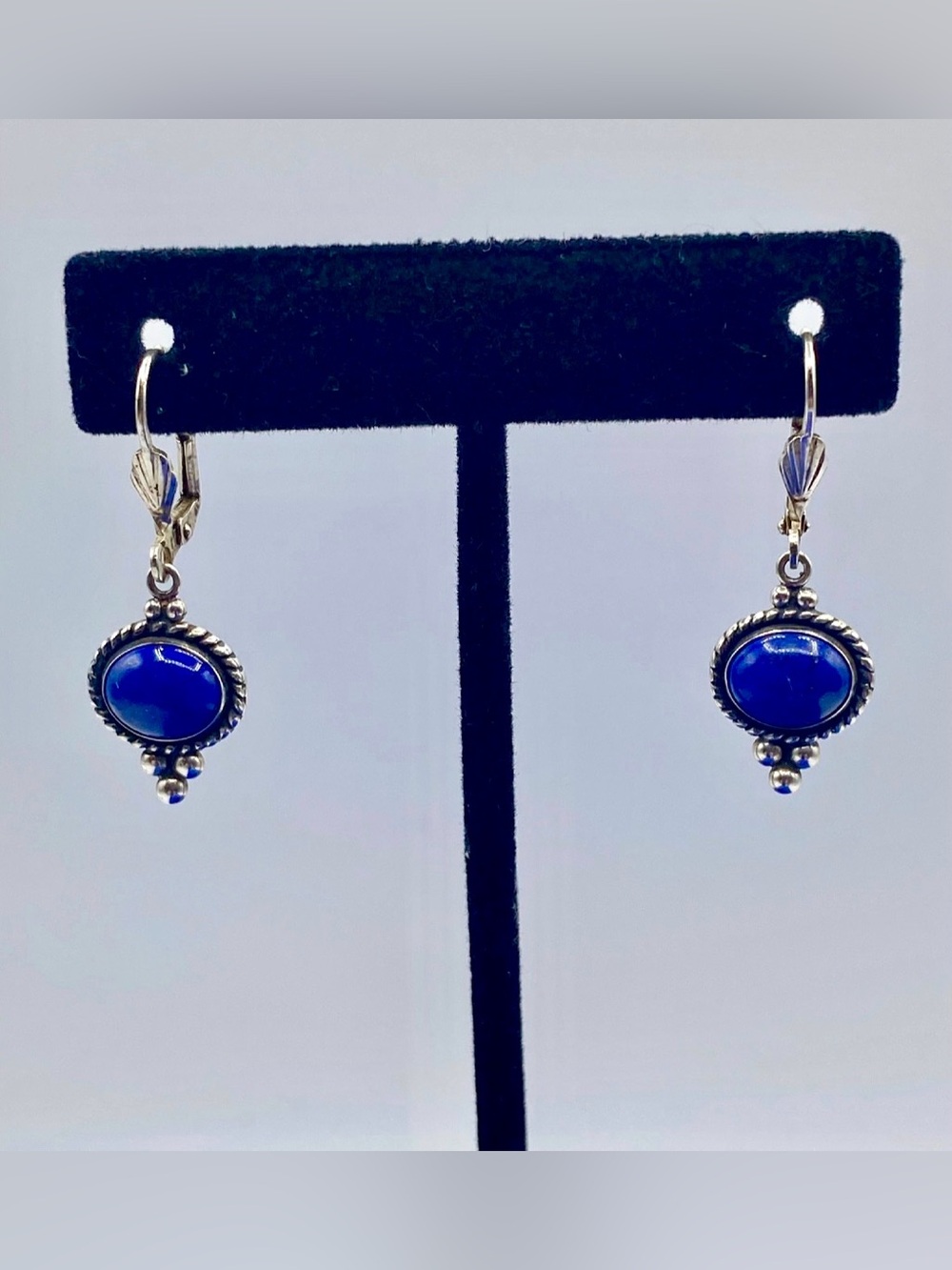 Quoc Turquoise Inc QT Sterling Silver Lapis Lazuli Dangle Drop Earrings